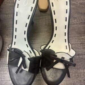 Joey Black Bow-Accent Women’s Open 4” Heeled Sandals